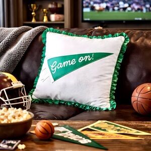 IDesign Sports Football Themed Canvas Appliqué Large Pillow 20x20”